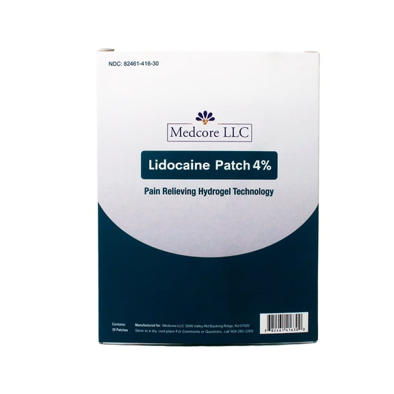 Medcore Maximum Strength Lidocaine Pain Relief Patches, 4%, 30 Ct, Targeted Relief for Back, Neck, Shoulder, Knee, Muscle Aches