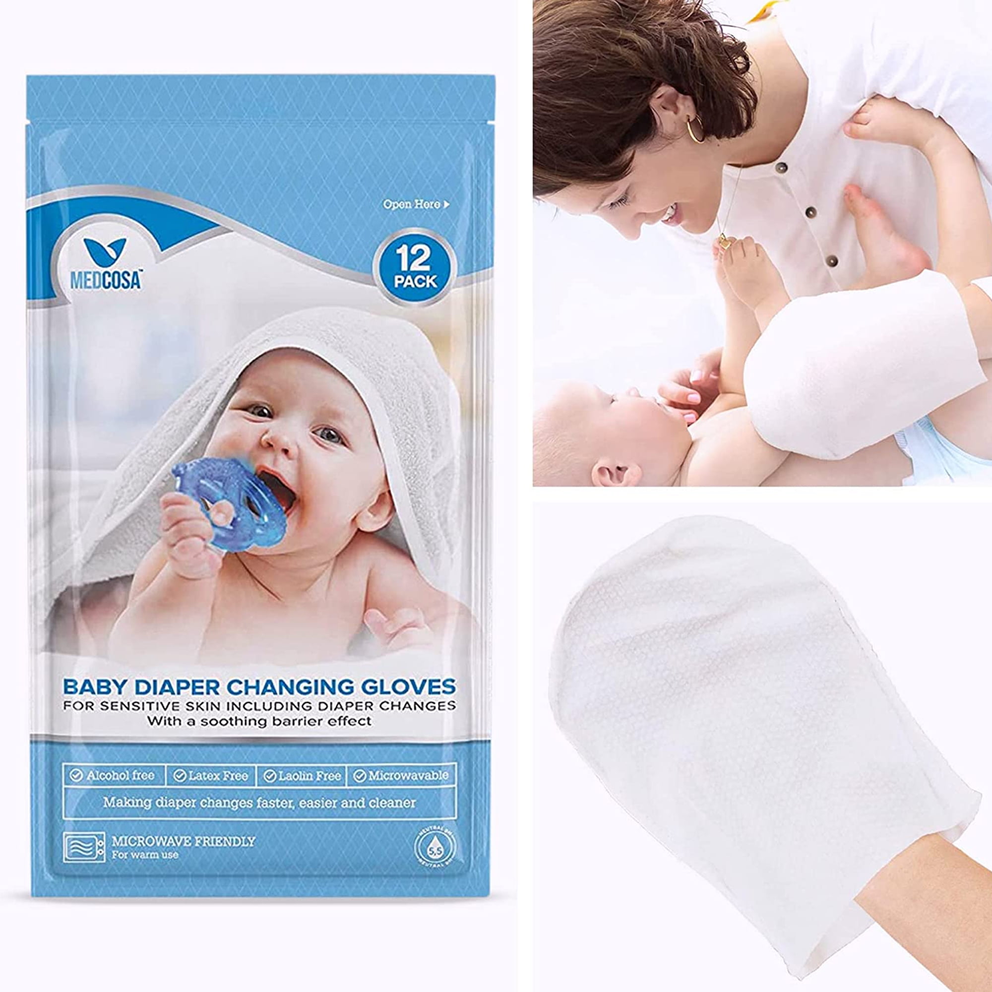 Medcosa Alcohol Free HeadtoToe Gentle Baby Cleansing Gloves Pre