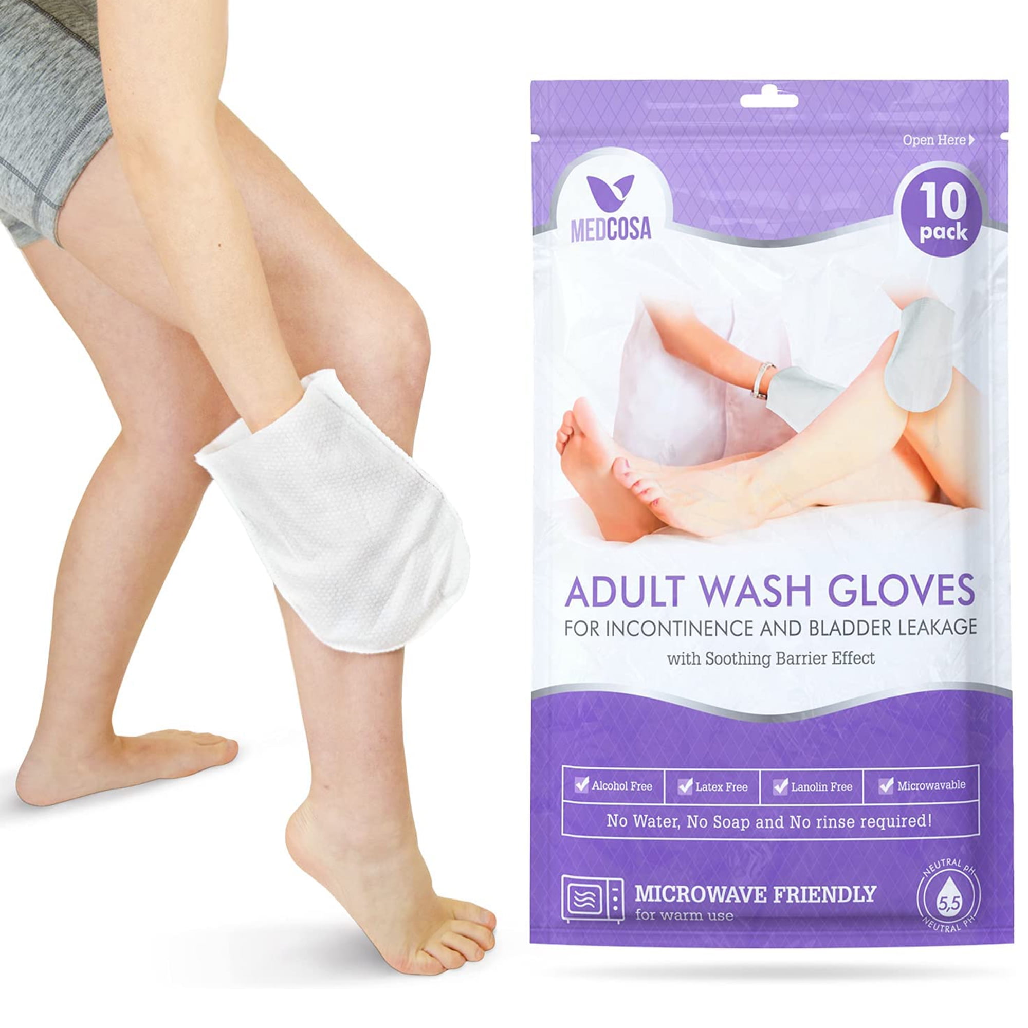 Medcosa Washcloths Gloves for Incontinence Adult Wipes for Elderly