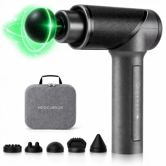 Medcursor Neck and Back Massager, Powerful Muscle Massage Gun Handheld Deep Tissue Percussion Massager with 5 Speeds and 5 Swappable Heads for Neck Back Shoulder & Muscle Relief, Thanksgiving Gifts