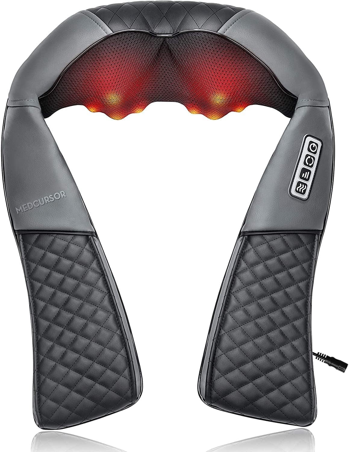 Medcursor Neck Shoulder Massager, Electric Shiatsu Back Massager, Portable Deep Tissue 3D Kneading Pillow for Muscle Pain Relief, Home, Office, Car Use