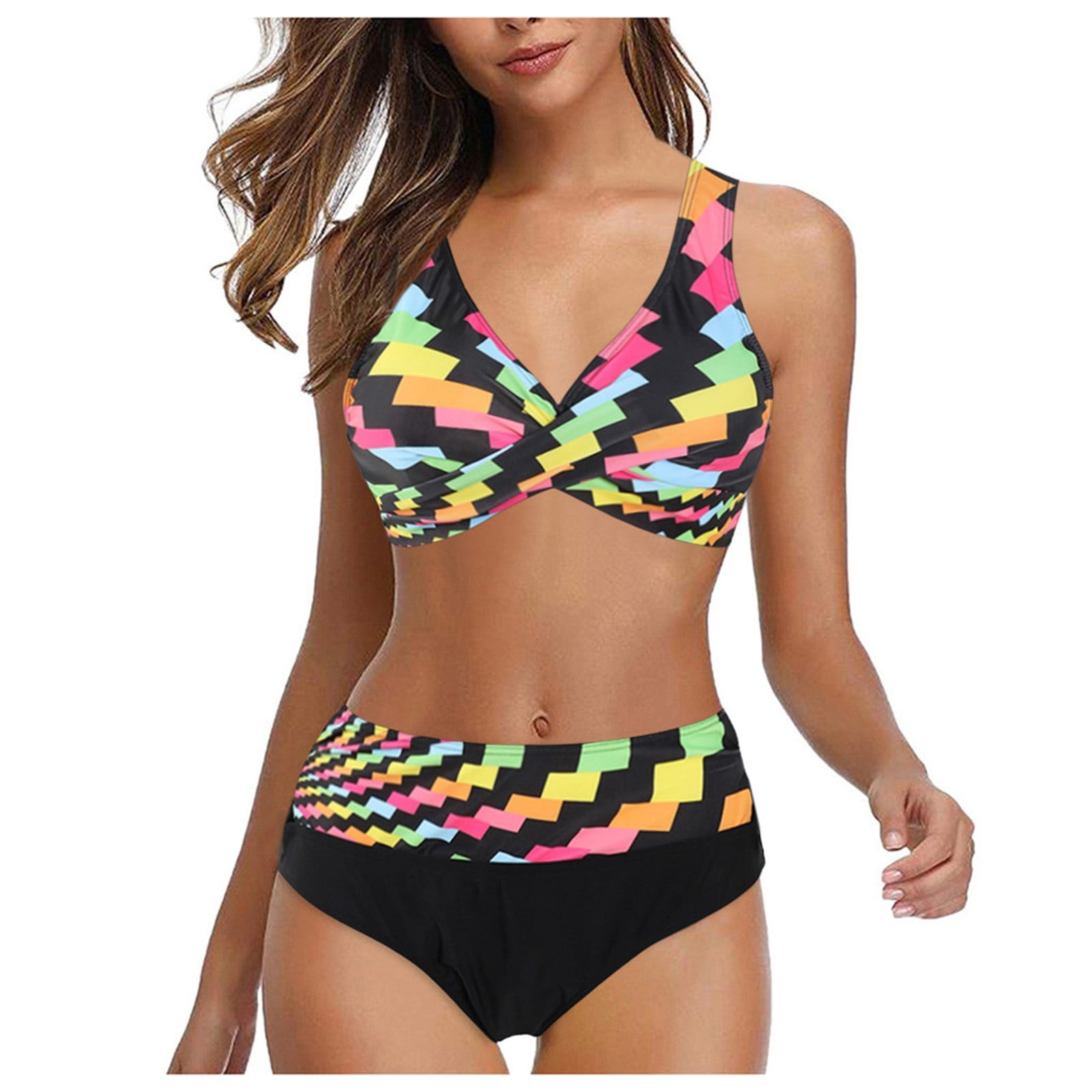 Medcursor Sunflower Bikini Top Underwire Women Plus Size Print Tankini