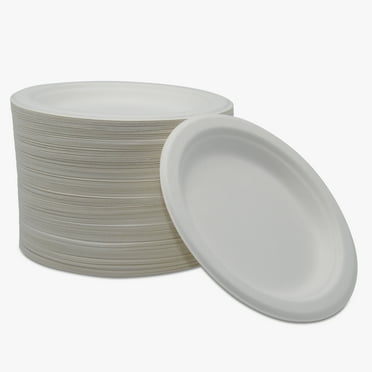 Medd Max Compostable Bagasse Paper Plates, 6 Inch, 1000/Case