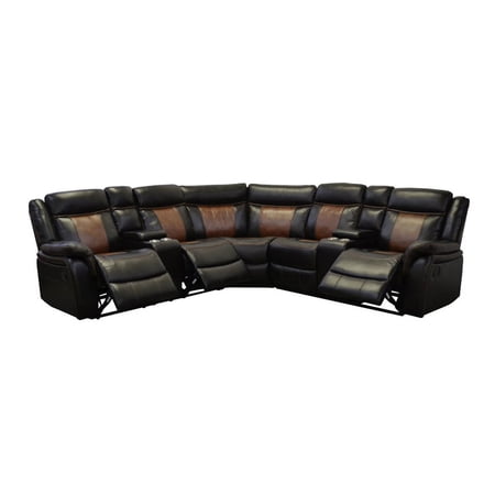 Meddelon Faux Leather Black Motion Sectional
