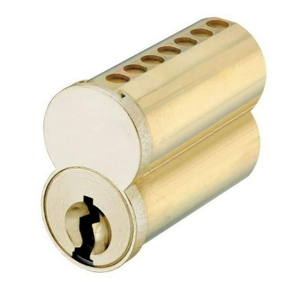 Medeco 337B01006A1DS 7 Pin Uncombinated Small Format Interchangeable Core with 1D Keyway & Clip Retainer, Satin Brass