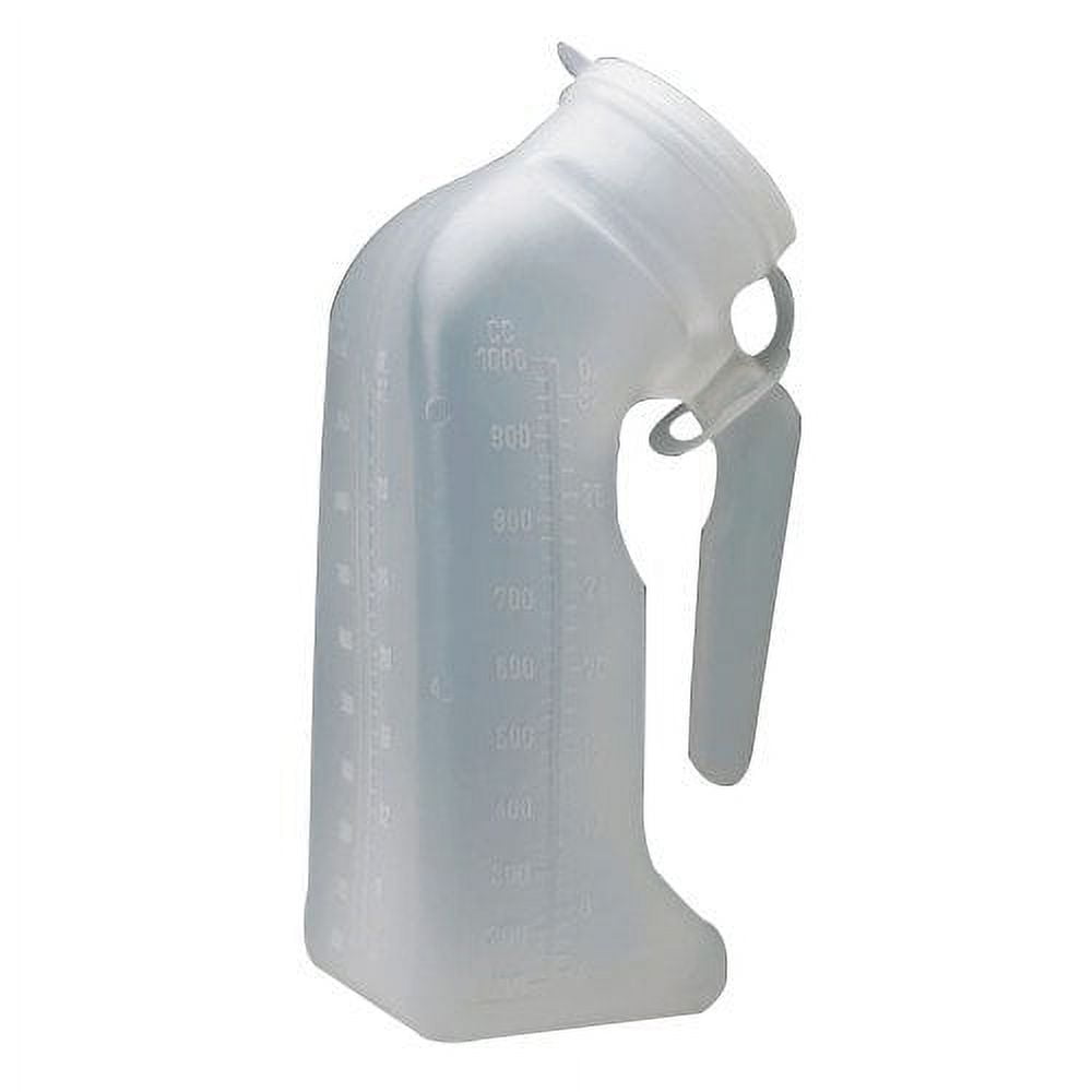 Medegen H140-01 Male Urinal with Hanging Lid, Translucent, 1 qt Capacity, Pack of 50