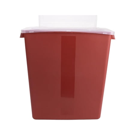 Medegen Sharps Container, 3 Gallon, Red, Large Tortuous Path Lid, 12.5" x 13.5" x 6", Each