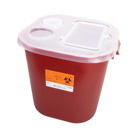 Medegen Sharps Container, 8 Gallon, Red, 14in x 13.75in x 13.75in, Horizontal Entry, Each