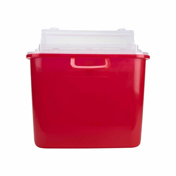 Medegen Sharps Container, Red Base 5.4qt, 10.5" X 3.5" X 10.5", Horizontal Entry, Each