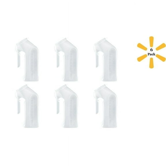 Medegen Translucent Male Urinal With Notched Handle 6 Pack - 51-H140-01