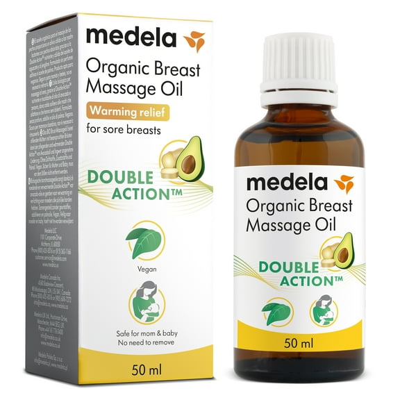 Medela Organic Breast Massage Oil, Vegan, All Natural, Fragrance Free