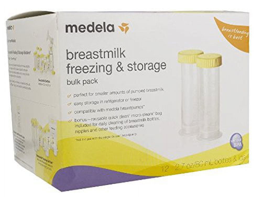 Medela Breast Milk Storage/Freezing Containers with Lids, Clear, 2.7 oz - 12 count