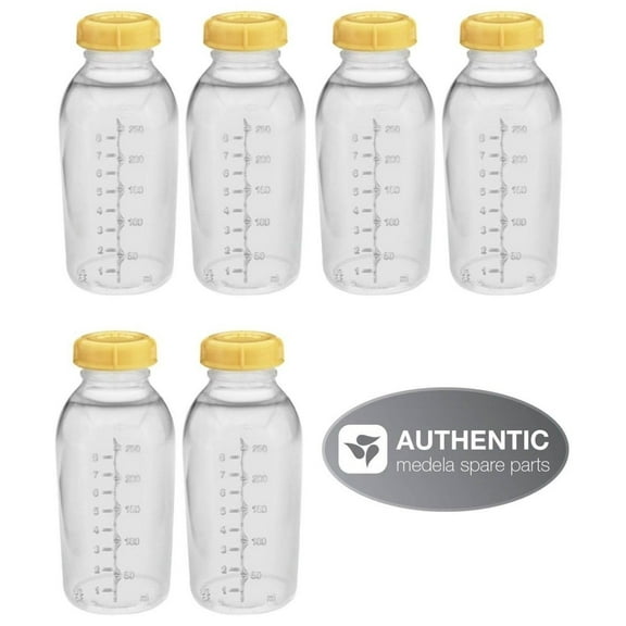 Medela Breastmilk Collection Storage Feeding Bottle Set with Lids (6 Bottles