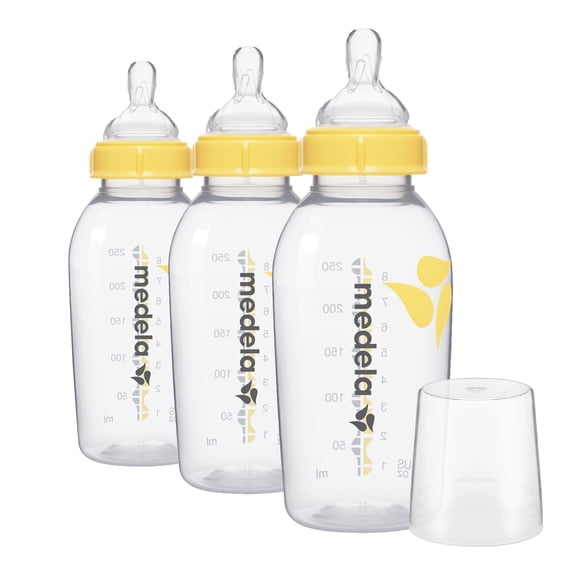 Medela 8 Ounce Breastmilk Bottle Set, Clear with Volume Markings, 3 Pack