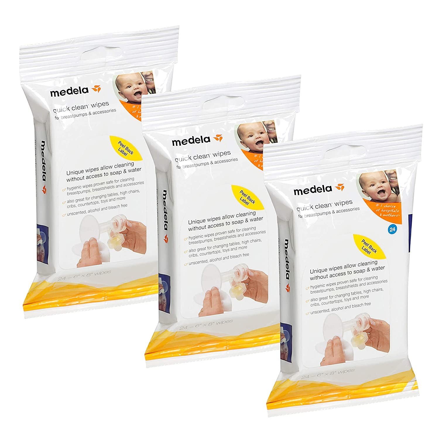 Medela Quick Clean Wipes, for Breastpumps & Accessories, Individually Packed - 40 wipes