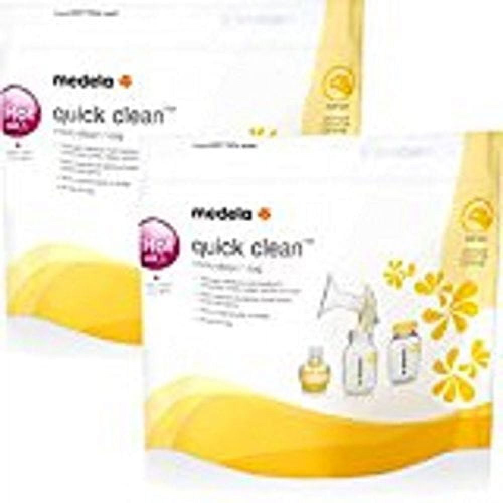  Medela Quick Clean MicroSteam Bags, Sterilizing Bags for  Bottles Breast Pump Parts Eliminates 99.9 of Common Bacteria Germs  Disinfects Most Breastpump Accessories, Yellow, 12 Pack : Baby
