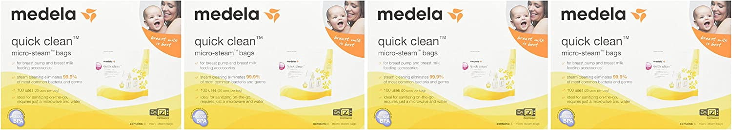 Medela Quick Clean Micro-Steam Bags Economy Pack of 4 retail boxes (20 Bags Total)