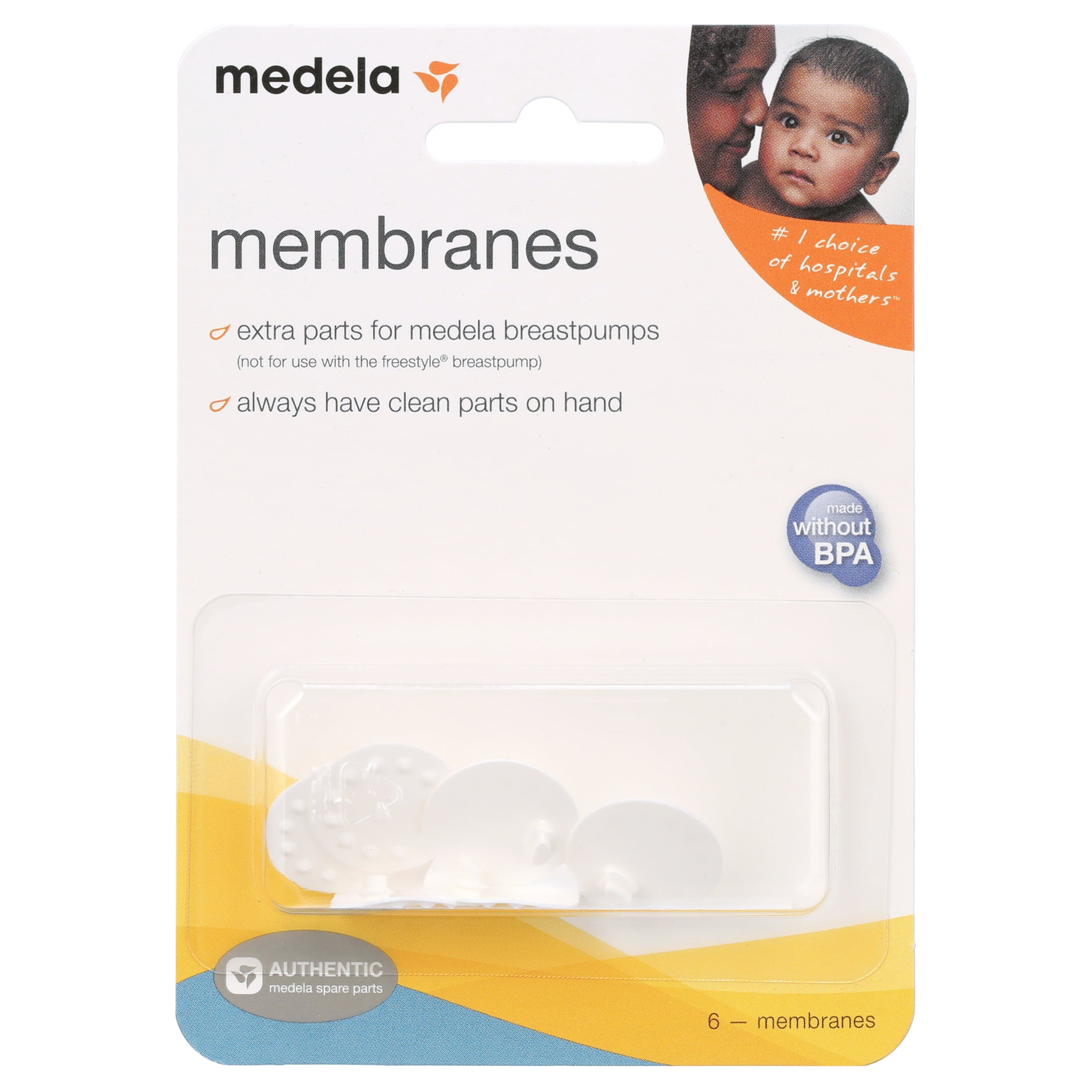 Medela Spare Breast Pump Membranes, Compatible with Medela Pump in Style Advanced, Swing, and Harmony, 6-Pack