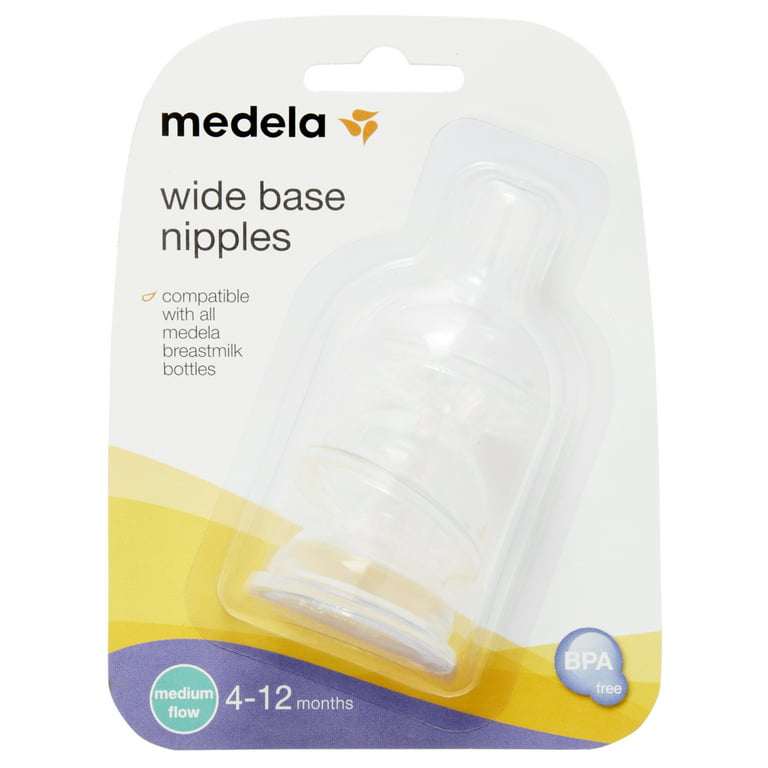 Medela Wide Base Bottle Nipple, Medium Flow, BPA Free Silicone, 87134, 3  Pack