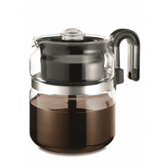 Glass Stove Top Coffee Percolator, 8 Cup, German Made Borosilicate Glass