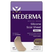 Mederma Medical Grade Small Silicone Scar Sheets; Improves the Appearance of Old and New Scars; for Injury, Burn and Surgery Scars, 4 Count