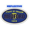 thumbnail image 1 of Medford City Oregon State Flag | OR Flag Jackson County Oval State Colors Reflective Sticker Car Decal 3x5 inches, 1 of 3