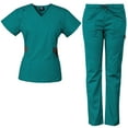 thumbnail image 1 of Medgear Women's Scrub Set with 12 Pockets, Silver Snap Detail & Contrast Trim, 1 of 2