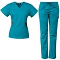 thumbnail image 1 of Medgear Women's Scrub Set with 12 Pockets, Silver Snap Detail & Contrast Trim, 1 of 2