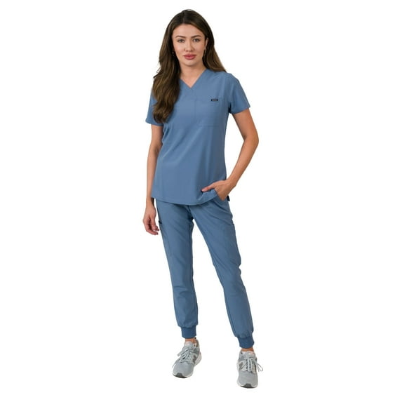 Medgear Aurora Women's Scrub Set, V-Neck Top with Jogger Pants