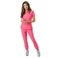 thumbnail image 1 of Medgear Aurora Women's Scrubs Set, V-Neck One Pocket Top with Knit Rib Cuffs Jogger Pants, 1 of 4