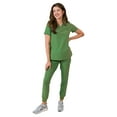 thumbnail image 1 of Medgear Aurora Women's Scrubs Set, V-Neck One Pocket Top with Knit Rib Cuffs Jogger Pants, 1 of 3