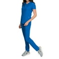 thumbnail image 1 of Medgear Celeste Women's Stretch Scrubs Set with Cross Over Neckline Top and Slim Leg Pants, 1 of 4