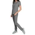 thumbnail image 1 of Medgear Celeste Women's Stretch Scrubs Set with Cross Over Neckline Top and Slim Leg Pants, 1 of 4