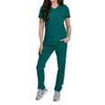 thumbnail image 1 of Medgear Celeste Women's Stretch Scrubs Set with Cross Over Neckline Top and Slim Leg Pants, 1 of 4