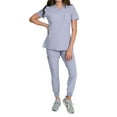 thumbnail image 1 of Medgear Fleur Women's Stretch Scrub Set with Zip Pocket Top and Jogger Pants, Glacial Blue, XX-Small, 1 of 3