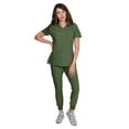 thumbnail image 1 of Medgear Fleur Women's Stretch Scrub Set with Zip Pocket Top and Jogger Pants, 1 of 3