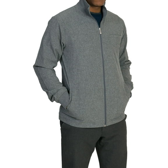 Medgear Hamilton Scrubs Jacket with Full Zipper and Ribbed Cuffs, Heather Graphite Gray, M