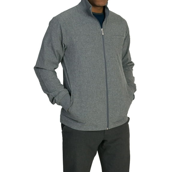 Medgear Hamilton Scrubs Jacket with Full Zipper and Ribbed Cuffs, Heather Graphite Gray, S