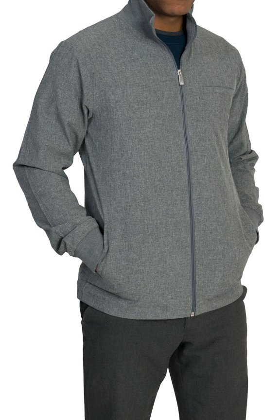 Hamilton Scrubs Jacket with Full Zipper and Ribbed Cuffs, Heather Graphite Gray, S