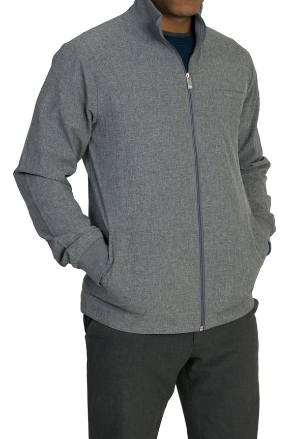 Hamilton Scrubs Jacket with Full Zipper and Ribbed Cuffs, Heather Graphite Gray, XL