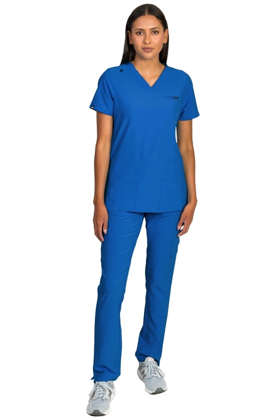 Liliana Women's Scrubs Set with 4-Pocket Top and Slim Straight Leg Pants