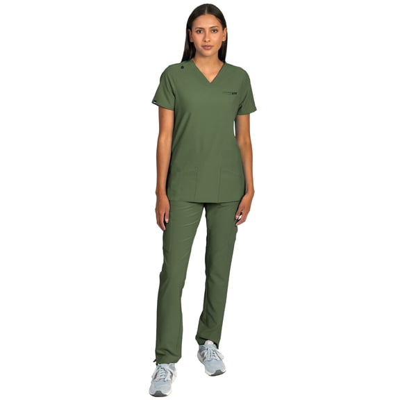 Medgear Liliana Women's Scrubs Set with 4-Pocket Top and Slim Straight Leg Pants