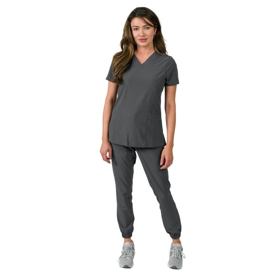 Medgear Olivia Women's Scrubs Set, 4-Pocket Top and Gathered Jogger Pants