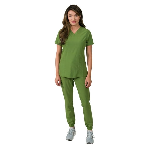 Medgear Olivia Women's Scrubs Set, 4-Pocket Top and Gathered Jogger Pants