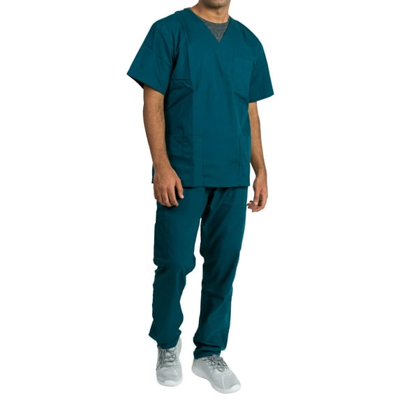 Medgear Scrubs Set - Unisex, Cargo Pants, V-Neck Top, Short Sleeve, Relaxed Fit