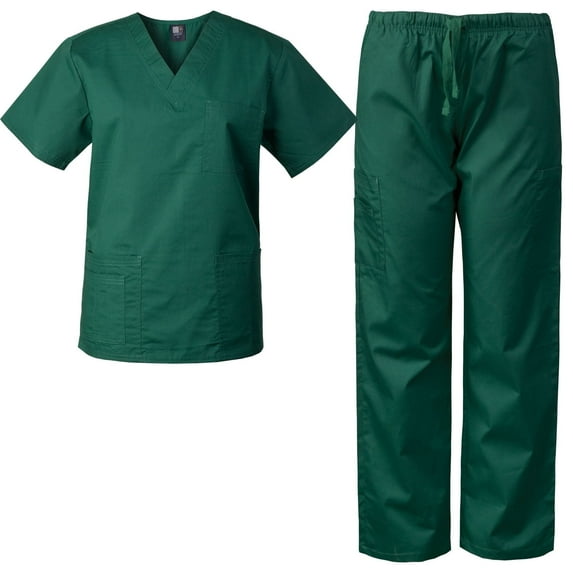 Medgear Scrubs Set - Unisex, Cargo Pants, V-Neck Top, Short Sleeve, Relaxed Fit