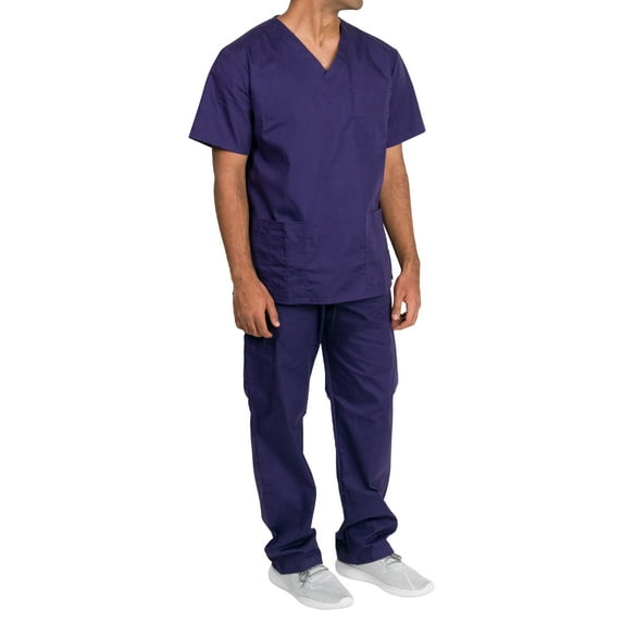 Medgear Scrubs Set - Unisex, Cargo Pants, V-Neck Top, Short Sleeve, Relaxed Fit