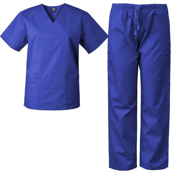 Scrubs Set - Unisex, Cargo Pants, V-Neck Top, Short Sleeve, Relaxed Fit