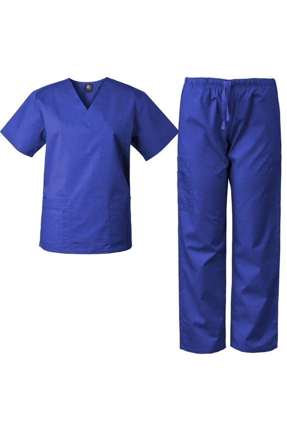Scrubs Set - Unisex, Cargo Pants, V-Neck Top, Short Sleeve, Relaxed Fit
