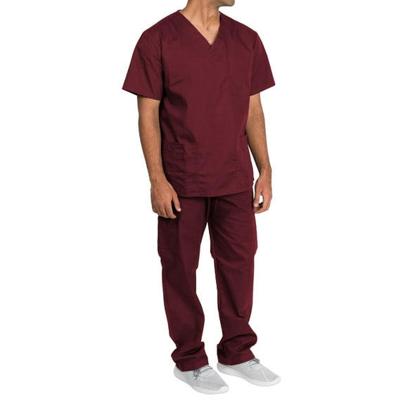 Medgear Scrubs Set - Unisex, Cargo Pants, V-Neck Top, Short Sleeve, Relaxed Fit